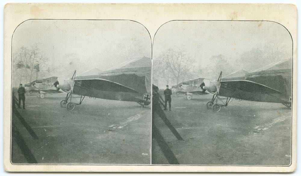 A captured Fokker Eindecker — the aircraft that made Max Immelmann famous — on display in London