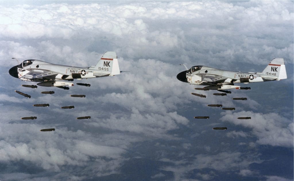 A-6 Intruders dropping bombs over Vietnam