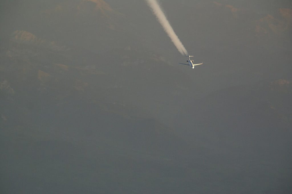 Airliner cruising at high altitude