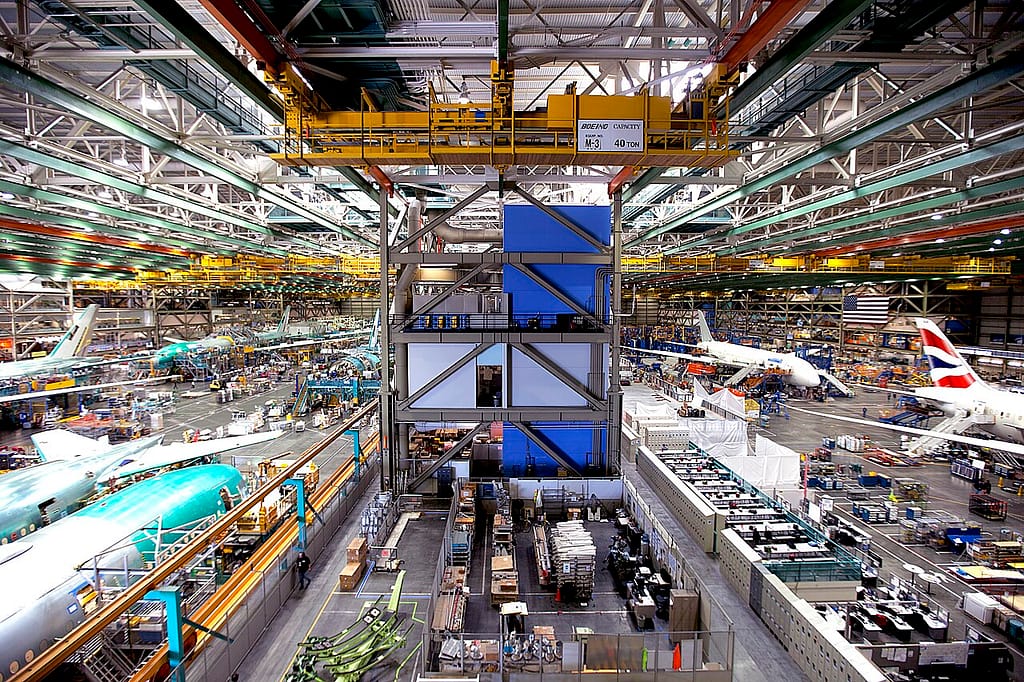Aircraft production at Boeing's Everett factory