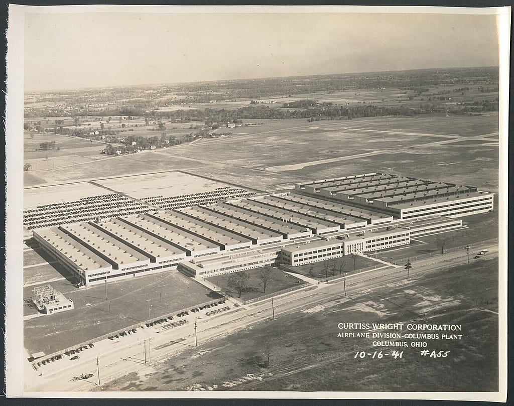 Aerial view of the Curtiss-Wright Airplane Division plant at Columbus, Ohio, October 1941