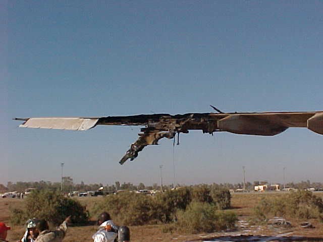 Missile damage to the DHL A300 left wing