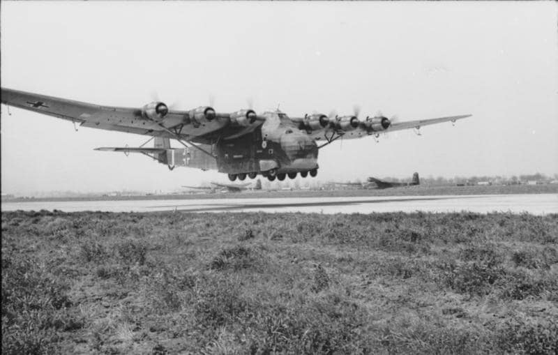 Me 323 Gigant on the ground showing its multi-wheel undercarriage