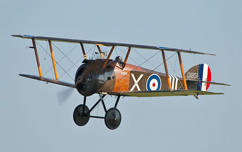 Sopwith Camel flying at an airshow