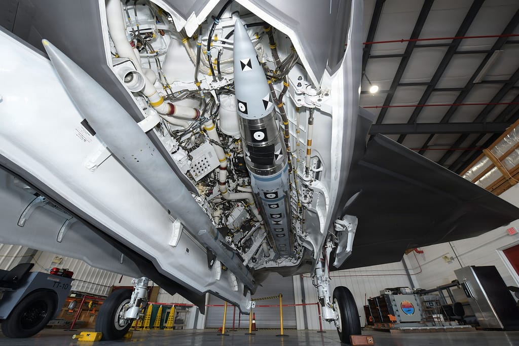 AIM-424 LRAAM mounted in the internal weapons bay of an F-35C Lightning II