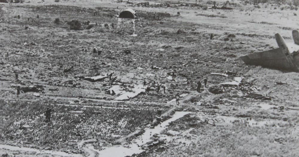 Aerial view of the C-5A Galaxy crash site near Saigon, April 1975