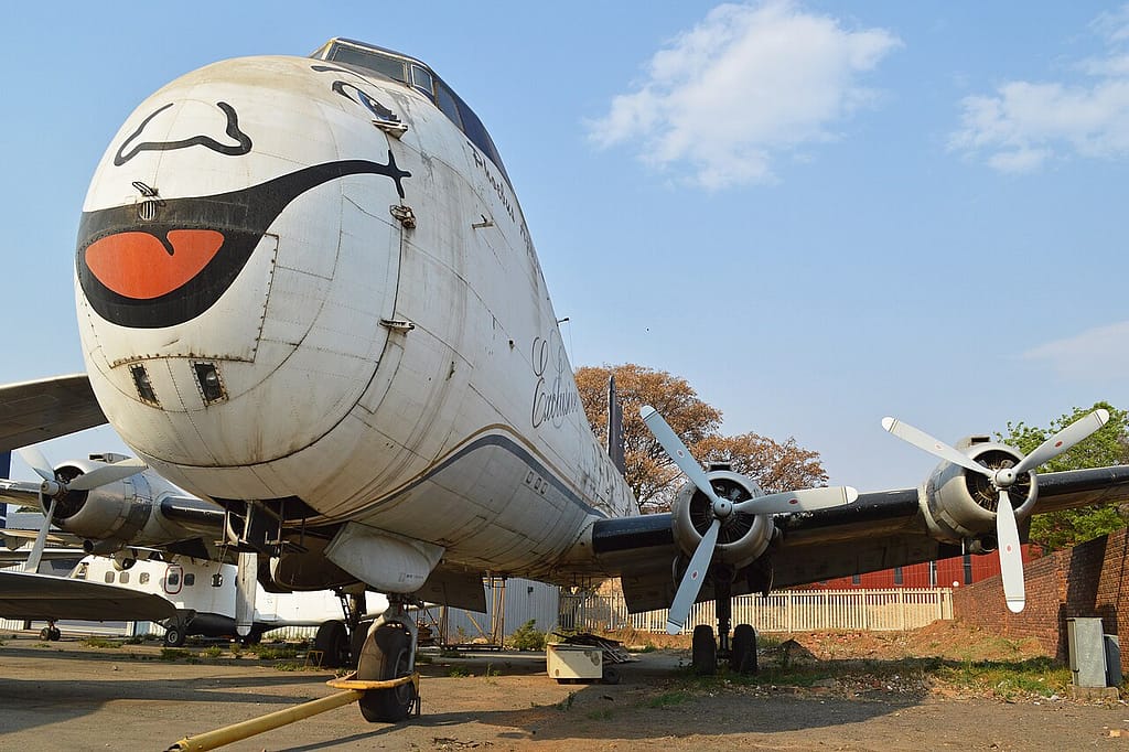 A Carvair showing the bulbous nose and elevated cockpit