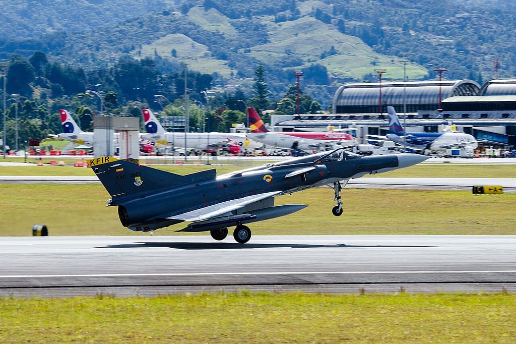 Colombian Air Force Kfir taking off during Exercise Relampago 2014