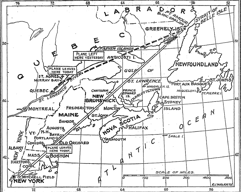 A 1928 map of the Bremen relief expeditions to Greenly Island