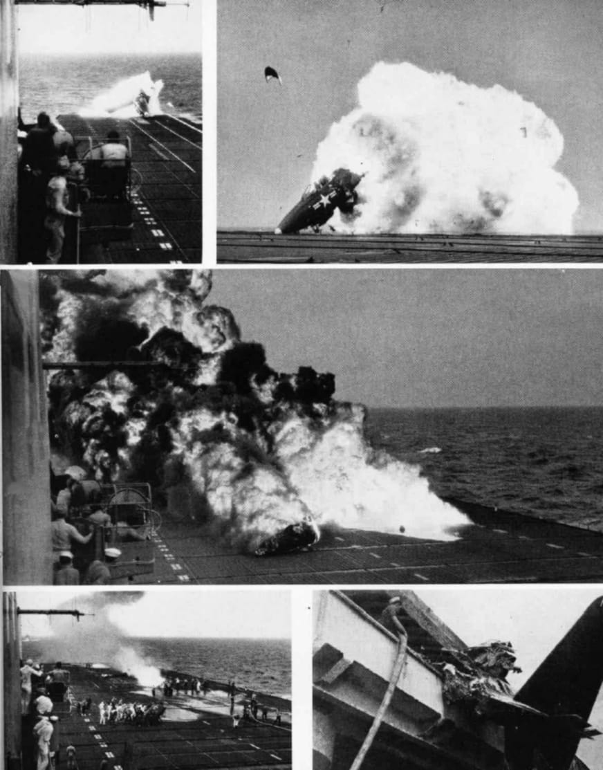 F9F Panther ramp strike aboard USS Midway