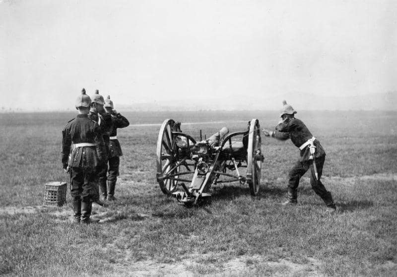 German field gun crew firing during the 1902 army manoeuvres