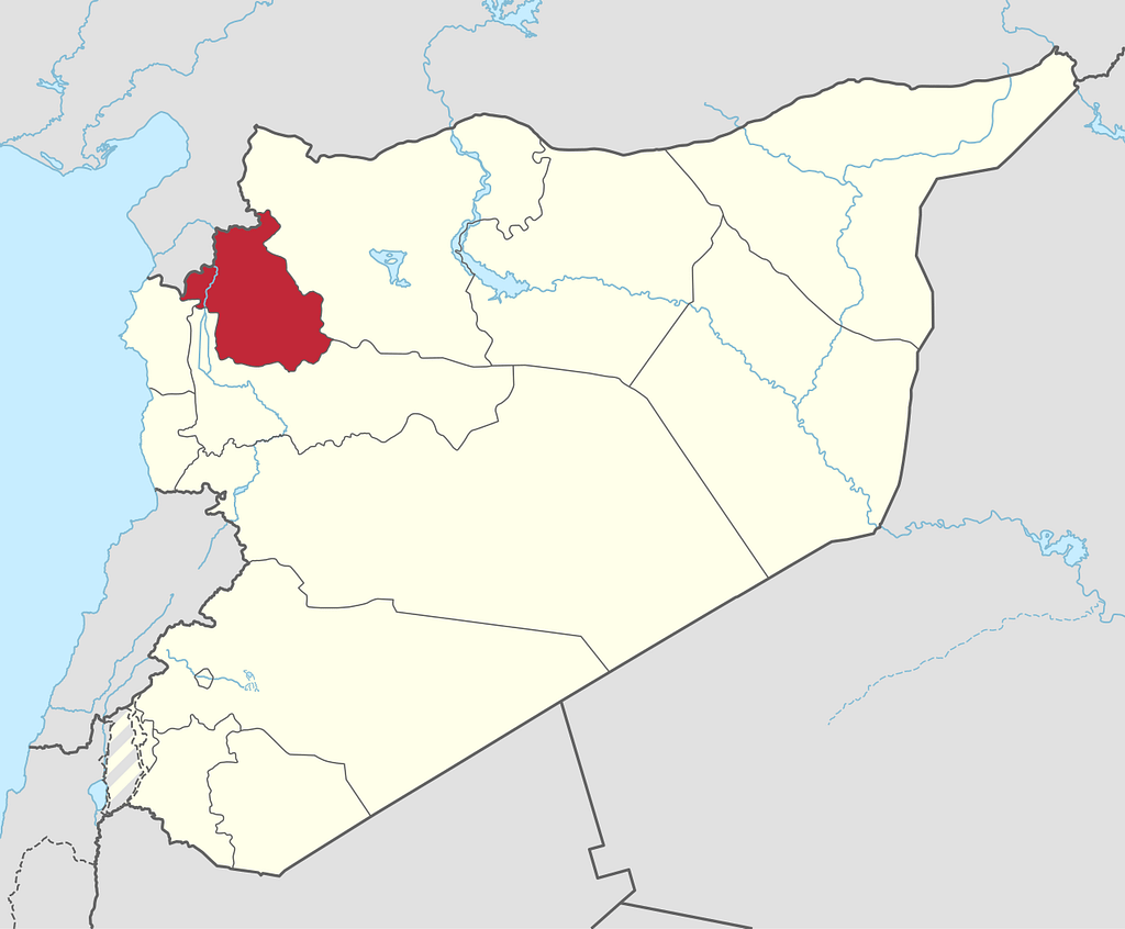Map showing Idlib governorate highlighted within Syria