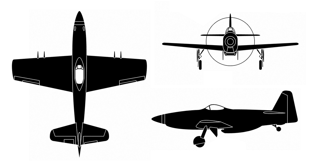 Martin-Baker MB 5 three-view diagram