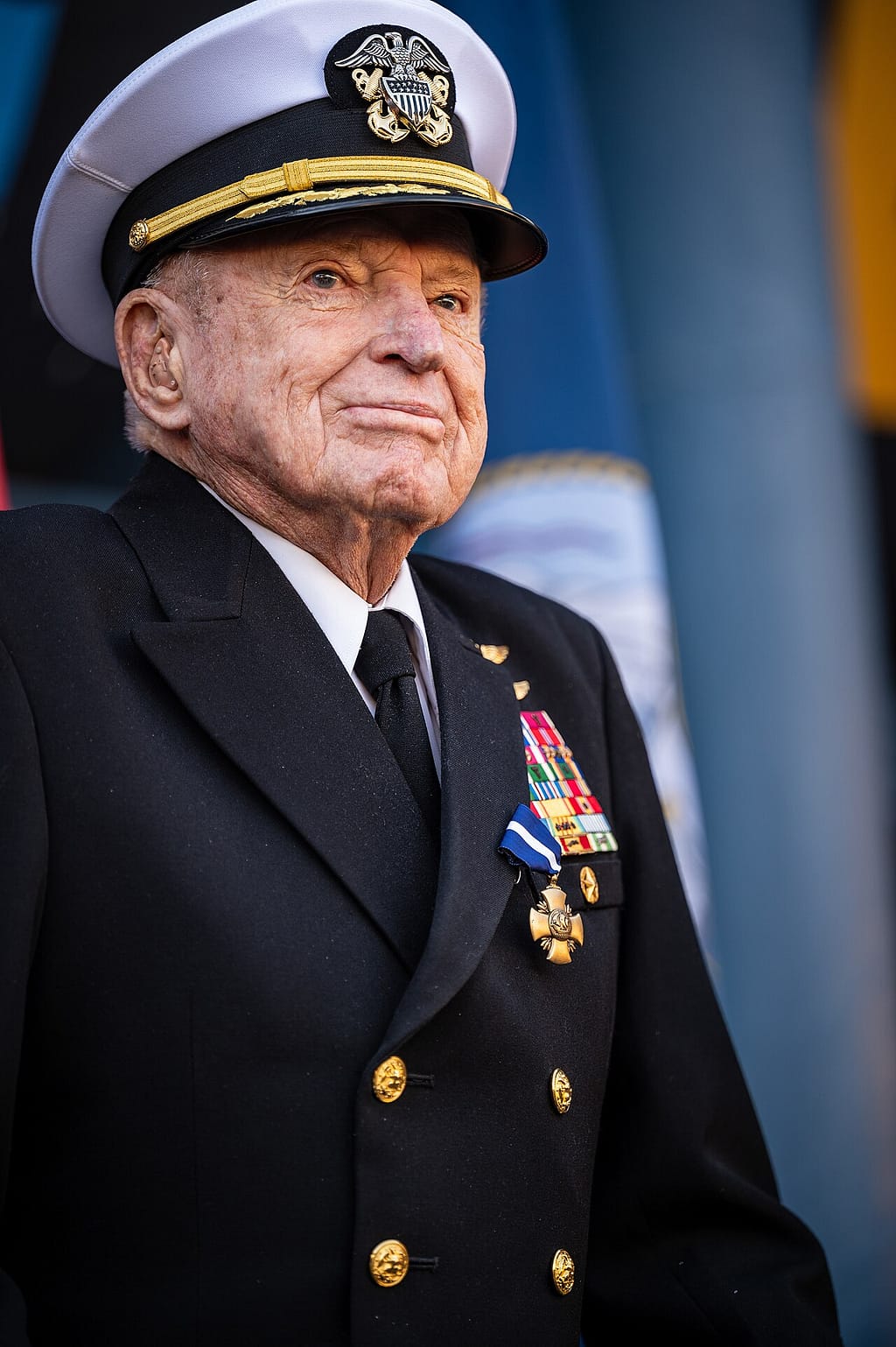 Retired Navy Captain Royce Williams in uniform at his medal ceremony