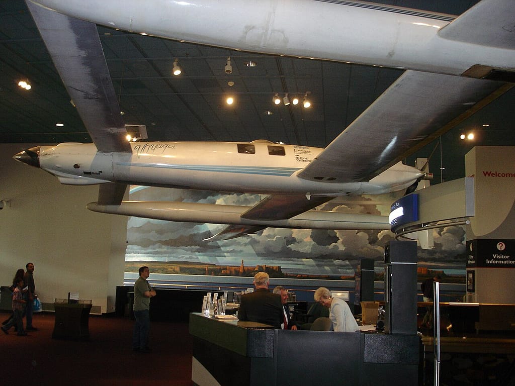 Rutan Voyager suspended in the National Air and Space Museum