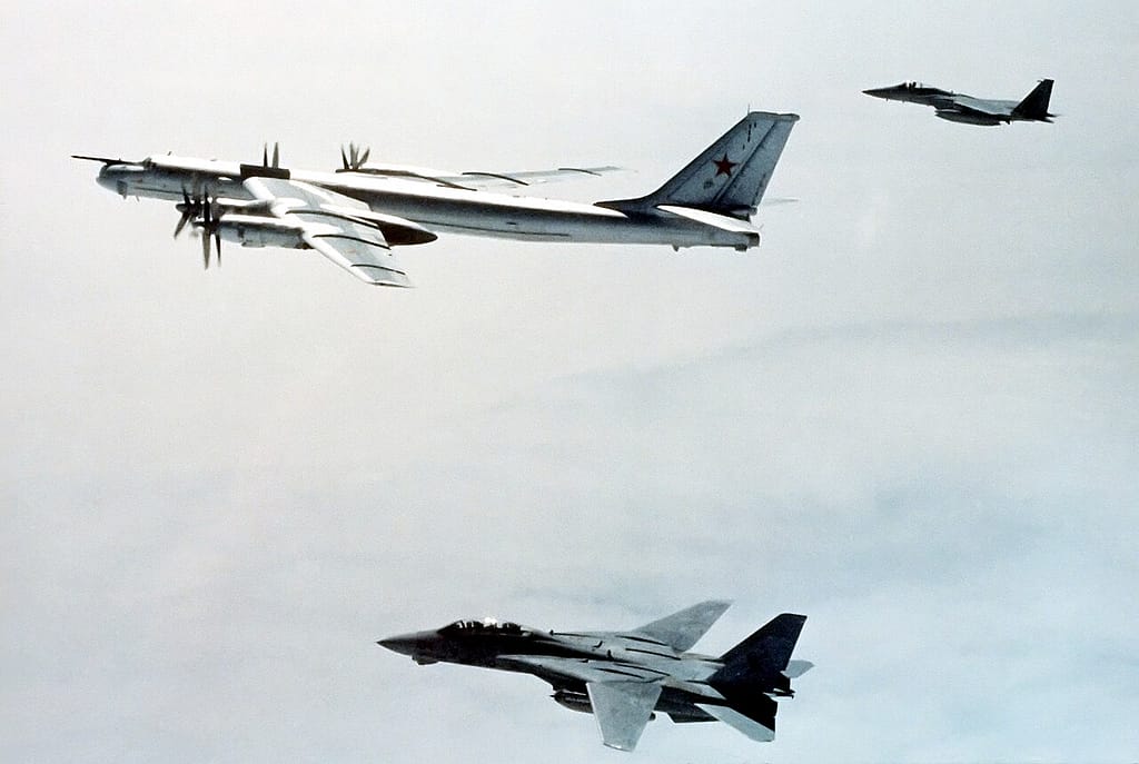 US fighters escort a Tu-95 Bear