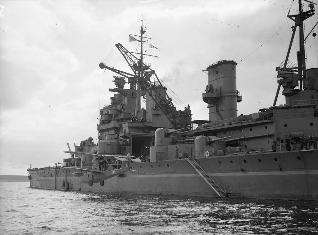 Walrus hoisted aboard HMS Prince of Wales
