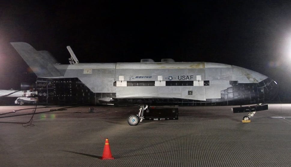 The X-37B on the runway after an autonomous landing
