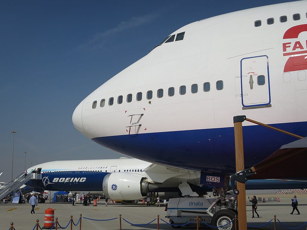 Boeing 777-9 in Boeing house colours at the Dubai Airshow 2025