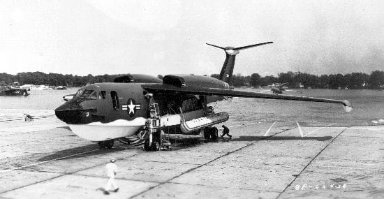 P6M-2 SeaMaster on the beaching ramp