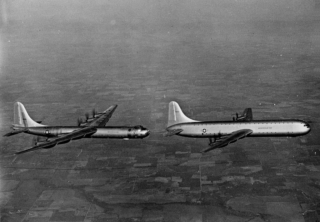Convair XC-99 flying alongside a B-36 Peacemaker