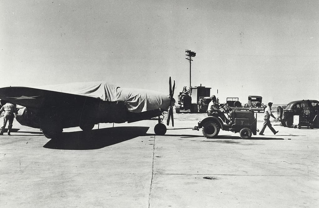 Bell XP-59A with a dummy wooden propeller fitted
