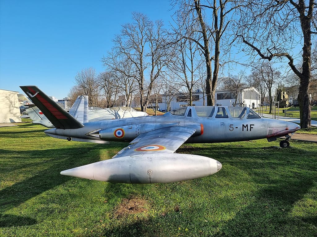 Preserved Fouga Magister showing the butterfly tail