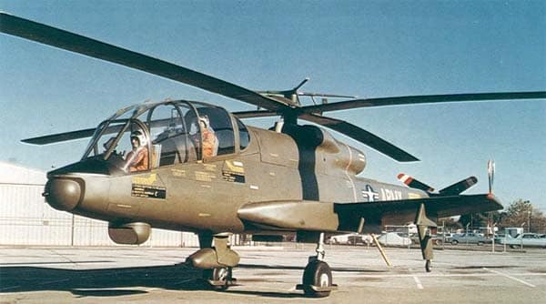 AH-56A Cheyenne parked, showing pusher prop and stub wings