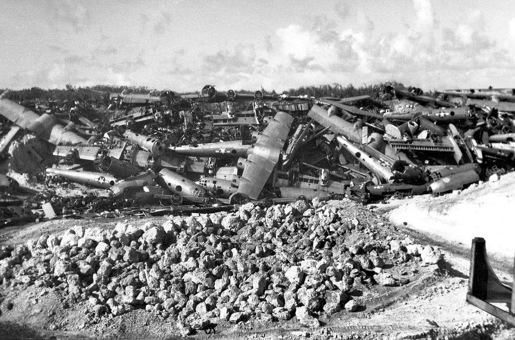 B-29 bombers being scrapped on Tinian in 1946