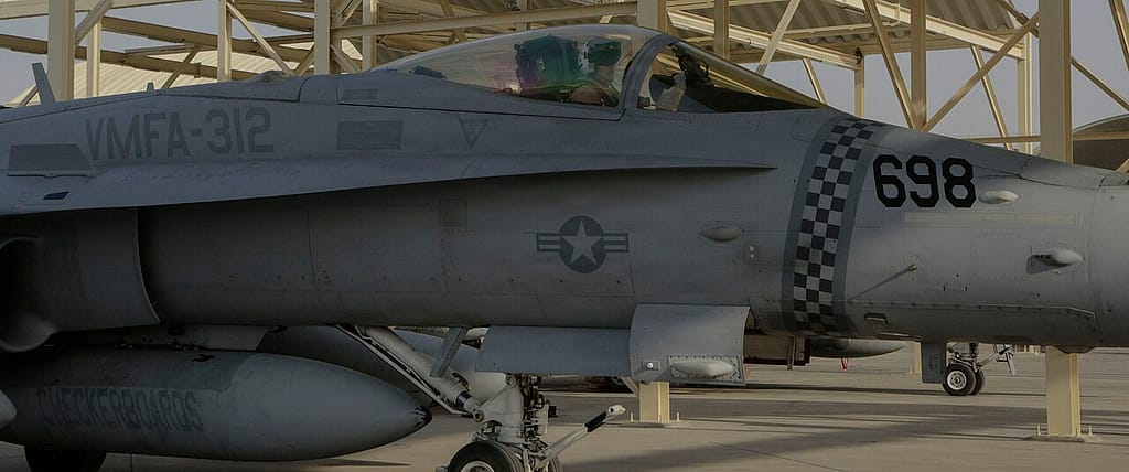U.S. Marines operate an F/A-18 Hornet