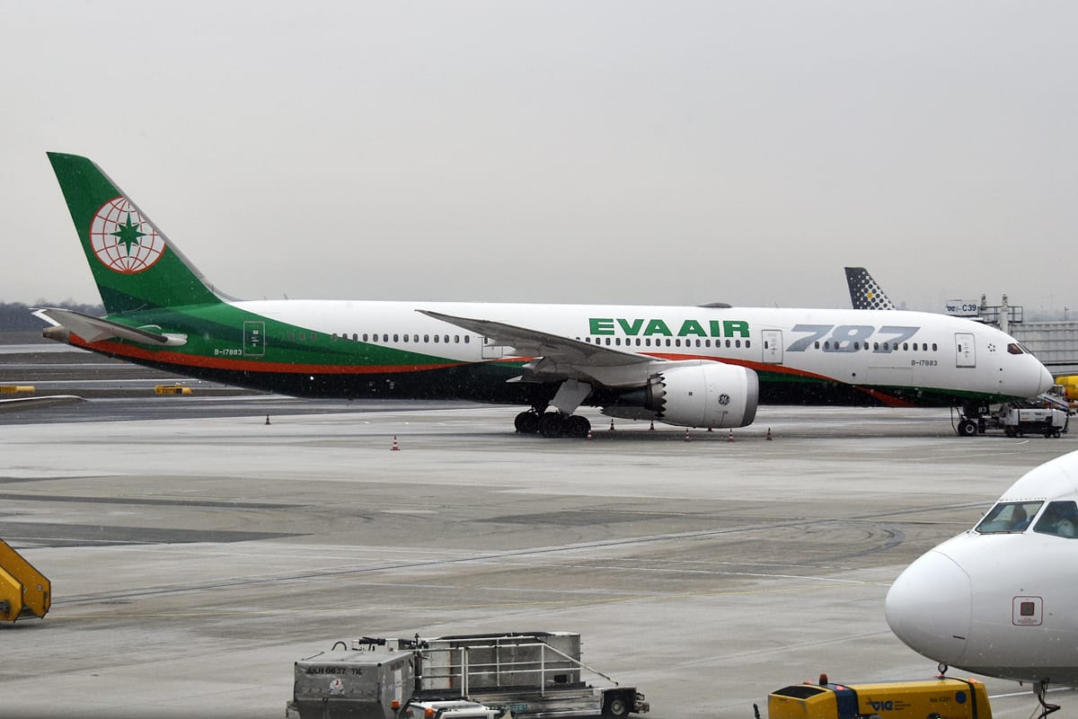An EVA Air Boeing 787-9, the type flying the new Taipei–Washington route