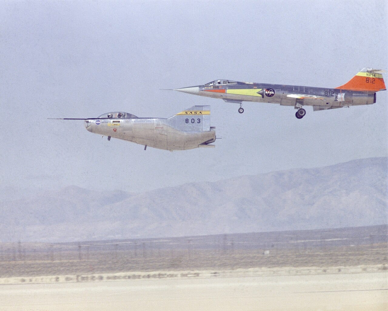 M2-F2 landing with F-104 chase plane