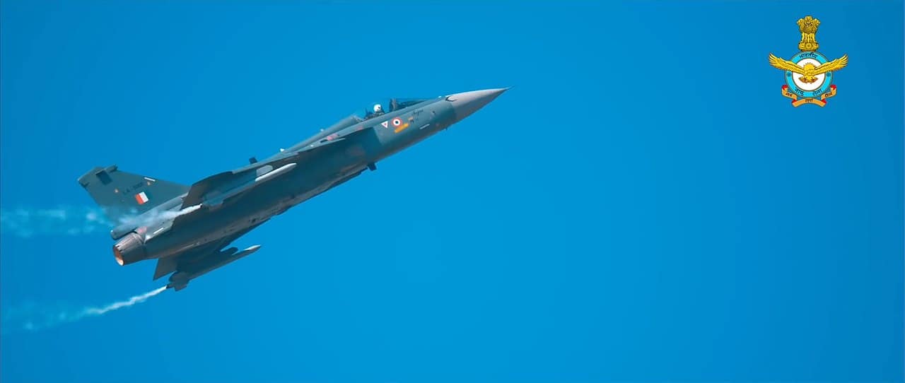 HAL Tejas in flight An Indian Air Force HAL Tejas in flight; the Mk2 is a larger canard-equipped successor