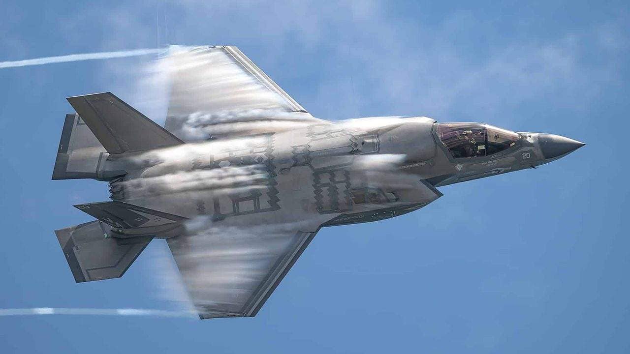 F-35B Lightning II of VMFAT-501 flown by Major William Horn during a high-speed pass at MCAS Cherry Point