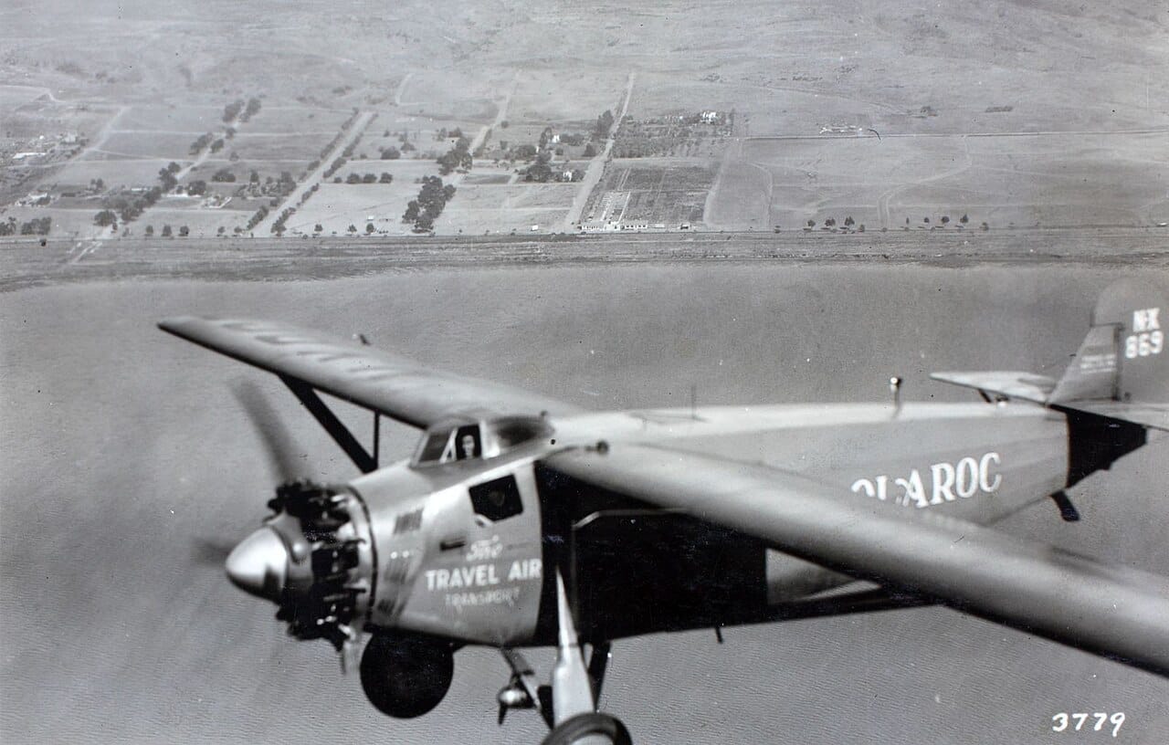 The Travel Air 5000 Woolaroc, winner of the 1927 Dole Air Race, in flight