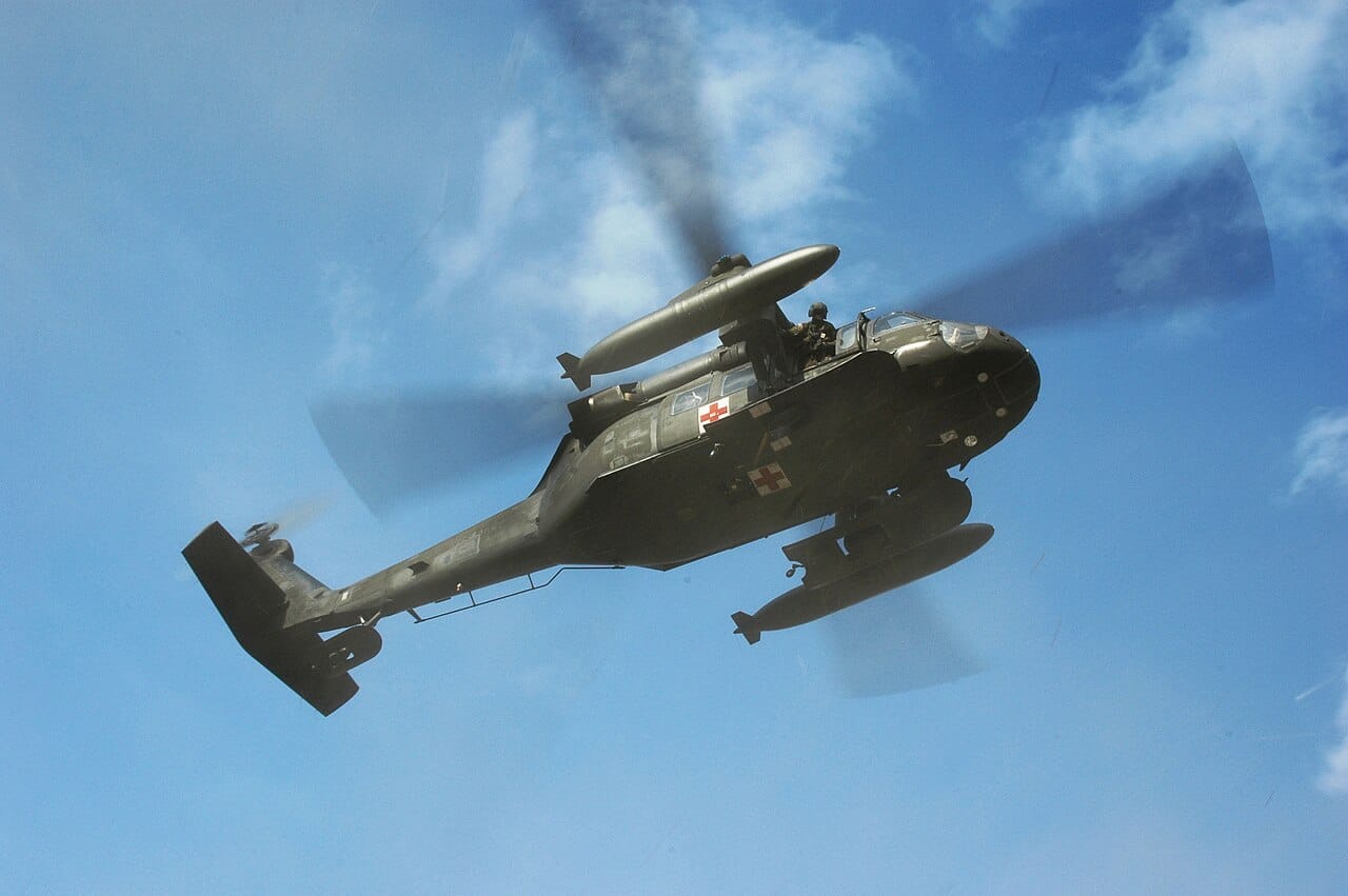 US Army UH-60 Black Hawk helicopter in flight