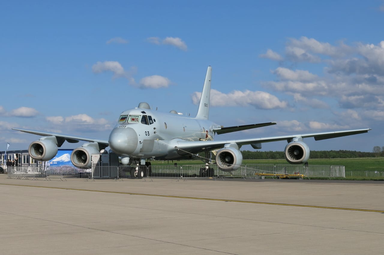 Seeaufklärungsflugzeug Kawasaki P-1 der japanischen Luftselbstverteidigungsstreitkräfte auf der ILA Berlin Air Show 2018