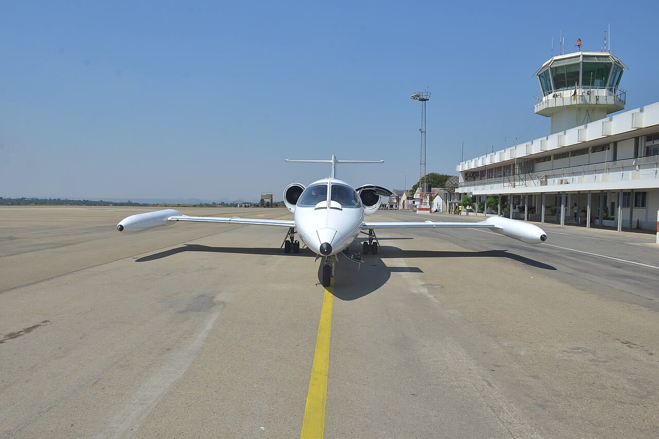 A white Bombardier Learjet 35 business jet, the same type as the accident aircraft