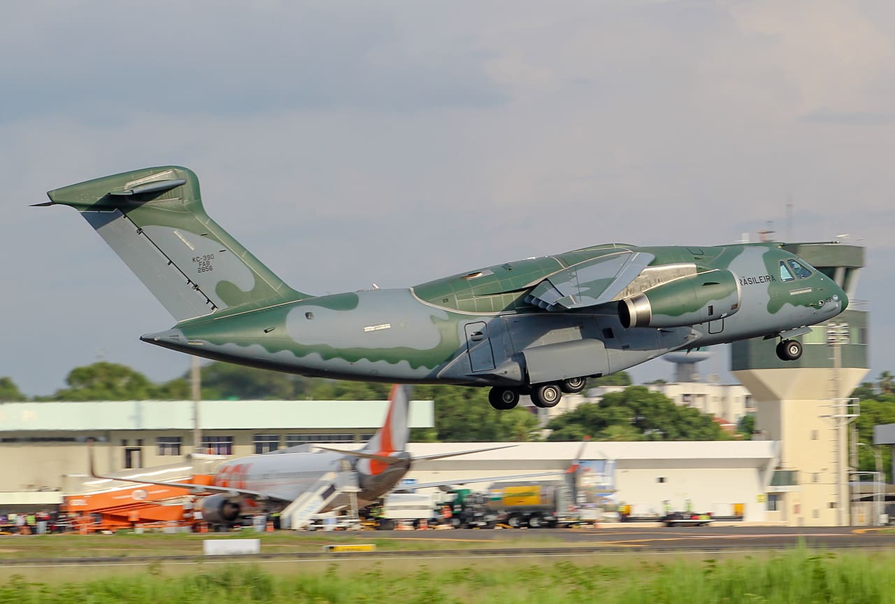 An Embraer C-390 Millennium tactical transport aircraft