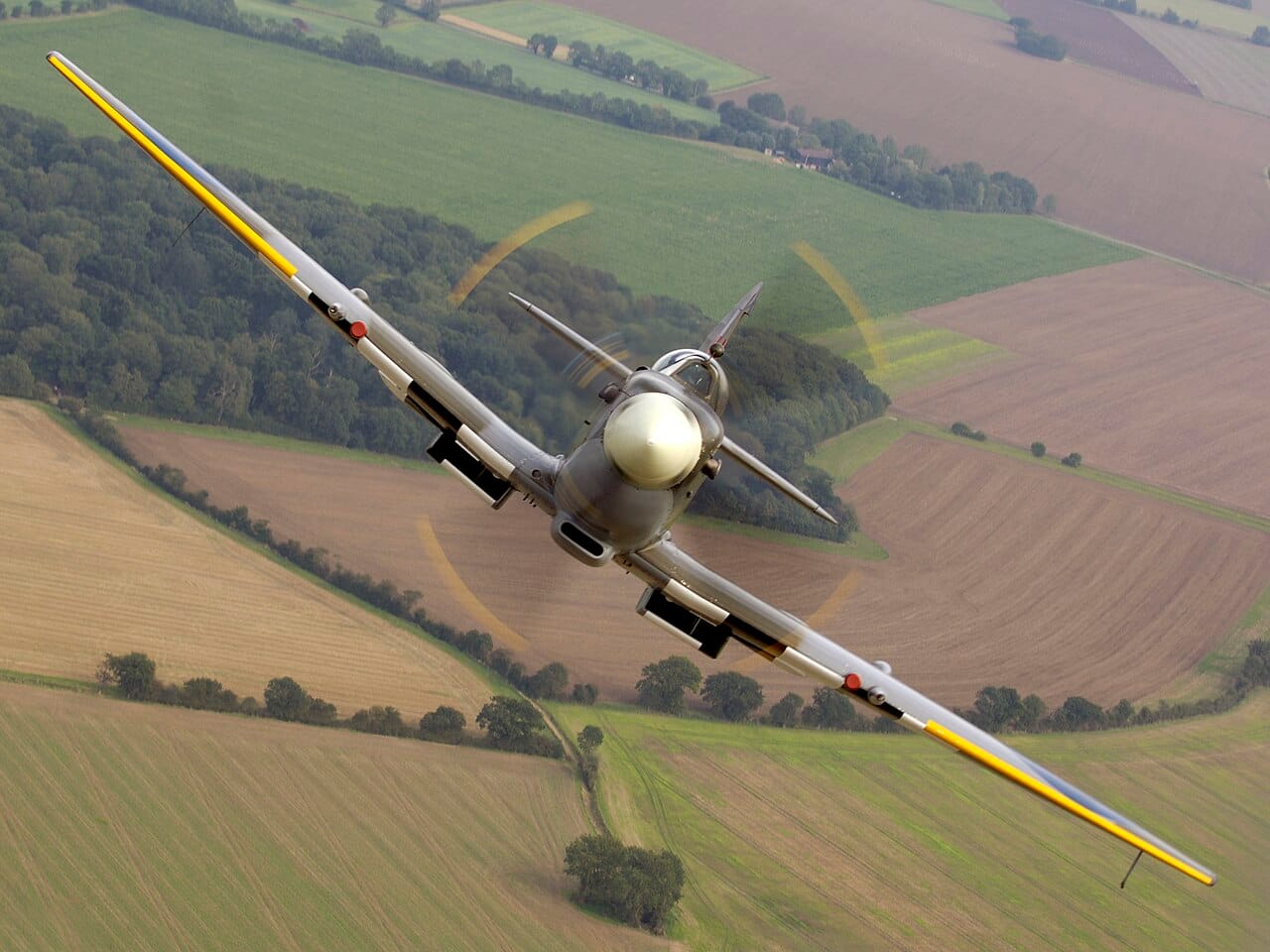 A Supermarine Spitfire in flight A Supermarine Spitfire, the fighter Bader flew in the Battle of Britain