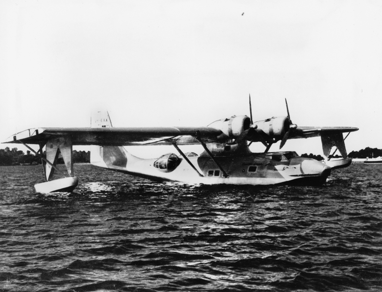 Qantas Catalina flying boat VH-EAX A Qantas Empire Airways Consolidated Catalina flying boat on the water