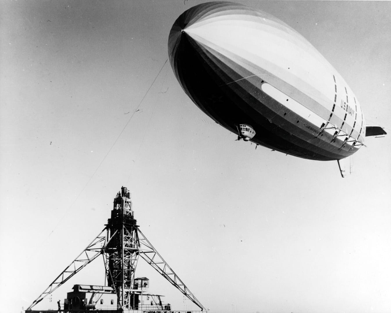 Curtiss F9C Sparrowhawk parasite fighter beneath the USS Akron airship