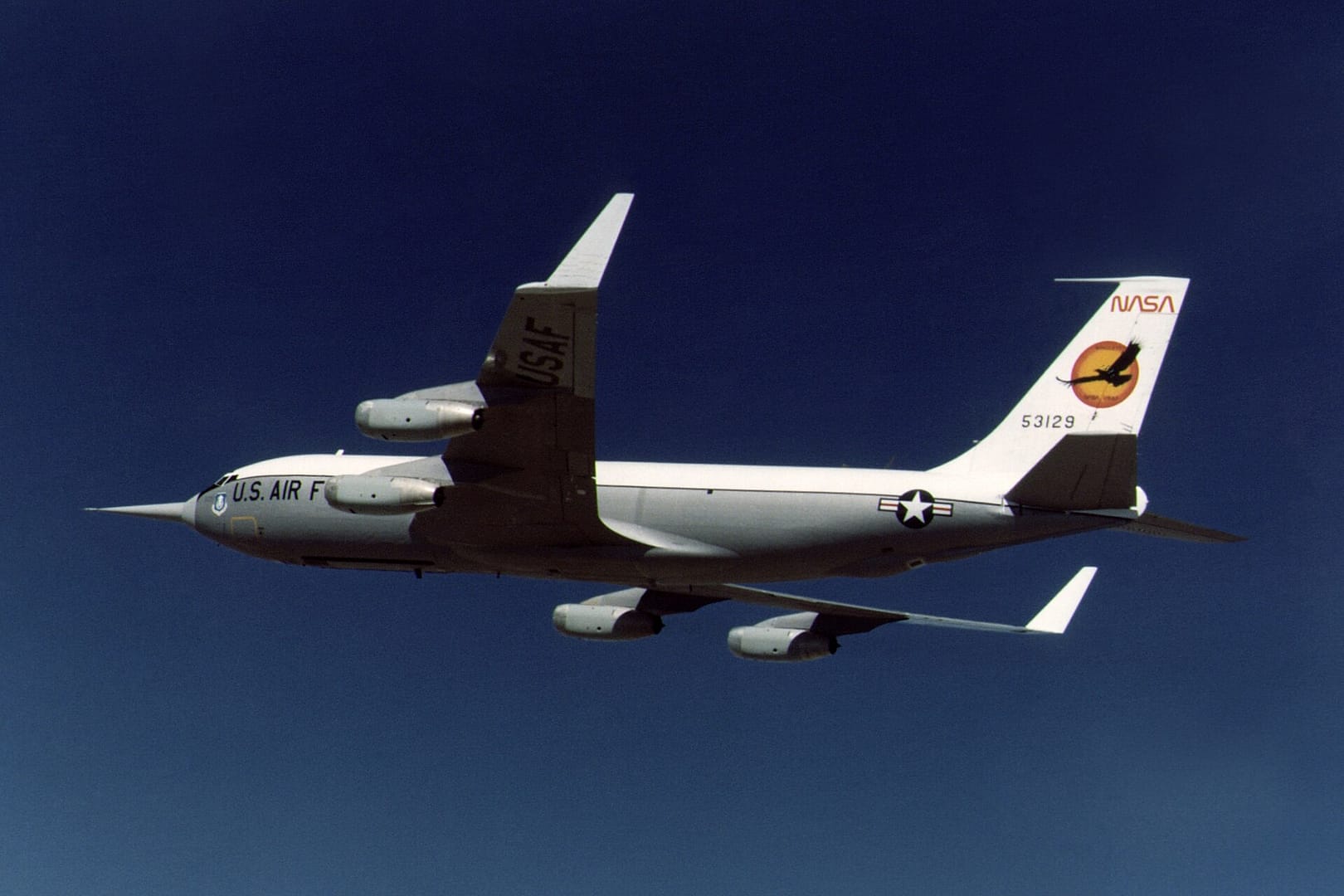NASA KC-135A with winglets in flight during the 1979 winglet research program
