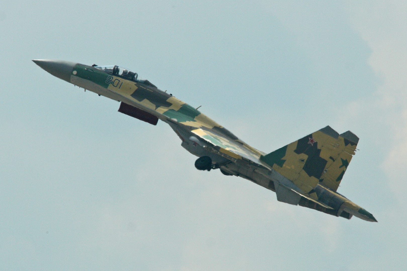 Sukhoi Su-35 Flanker-E with twin vertical stabilizers