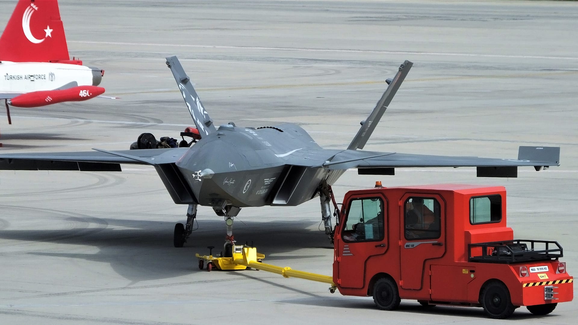Baykar Bayraktar KIZILELMA stealth UCAV on the ramp