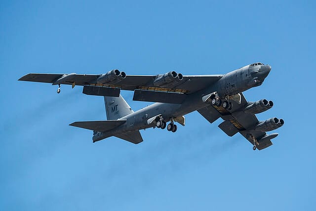 B-52H Stratofortress taking off after being taken out of storage