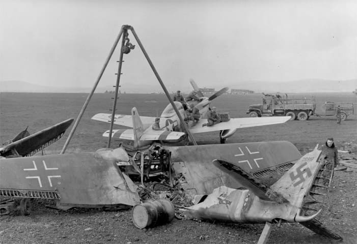 P-51D Mustang of the 354th Fighter Group over Germany, 1945 A P-51D Mustang of the 354th Fighter Group over Germany in April 1945 — the type flown by Chuck Yeager during his 11.5 aerial victories in WWII