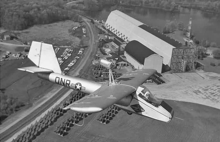 The Goodyear Inflatoplane, an inflatable rubber aircraft, in flight
