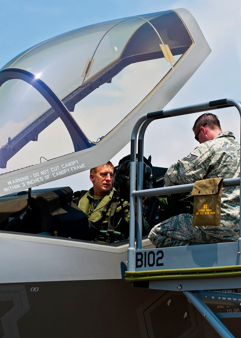 F-35 pilot helmet and cockpit