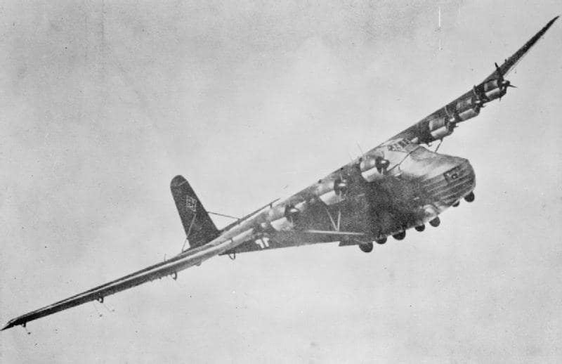 A Messerschmitt Me 323 Gigant six-engine transport in flight